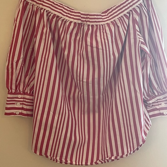 Red/white strip off shoulder top XL - Picture 3 of 5